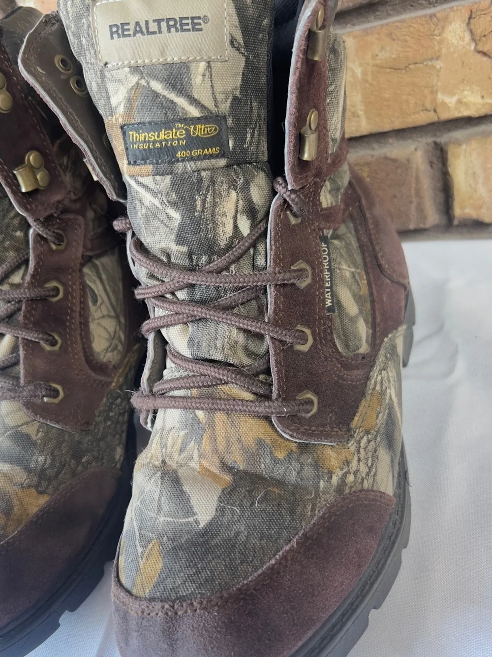 Realtree Camouflage Hunting Boots with Brown Suede Trim